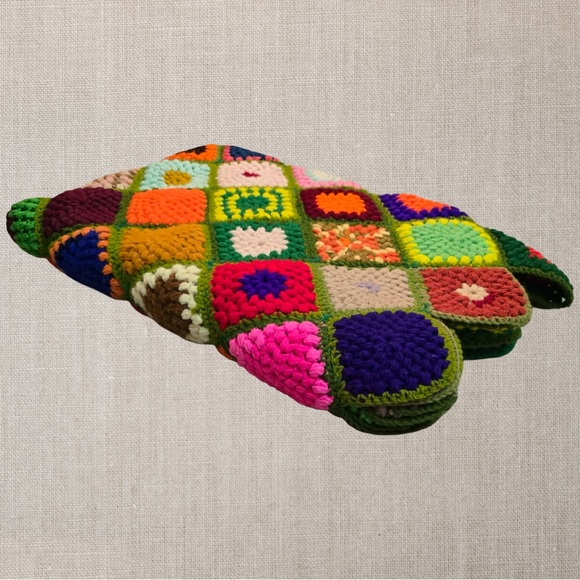 Handmade Granny Square Afghan Boho Vintage Hippie Throw Blanket Colorful - Picture 12 of 12